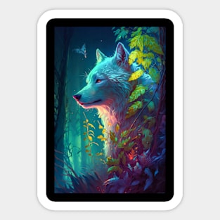 Wolf Animal Portrait Painting Wildlife Outdoors Adventure Sticker